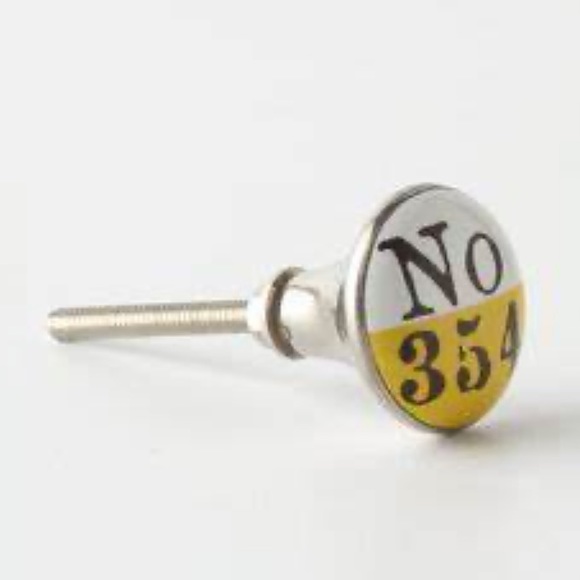 Anthropologie Yellow Lucky Number Dresser Knobs (1) - Picture 2 of 6